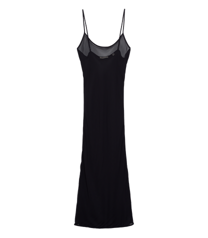 LONG SCOOP NECK SLIP -- BLACK
